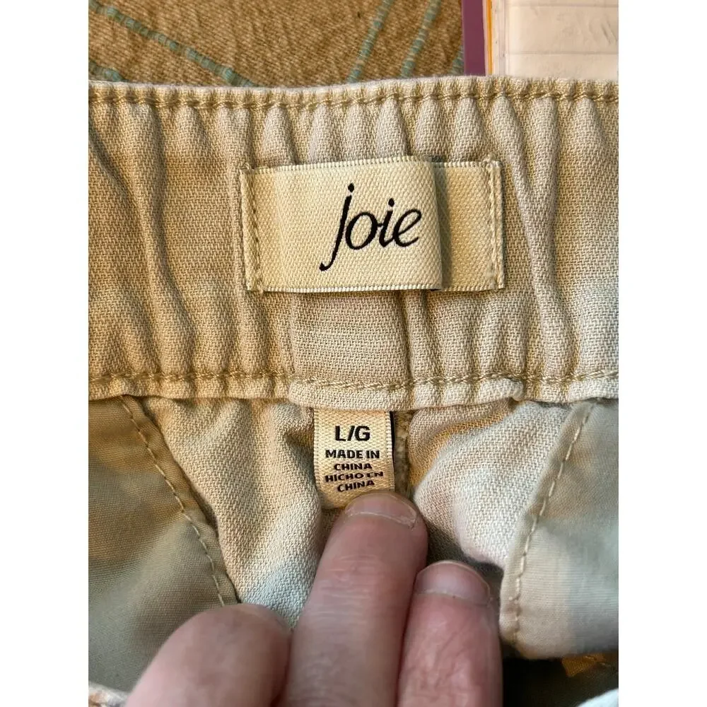 Joie cotton tan linen blend shorts Large stretchy waist